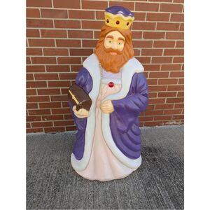 VINTAGE SANTA'S BEST WISEMAN KING NATIVITY LIGHTED BLOW MOLD 40" XLARGE PURPLE